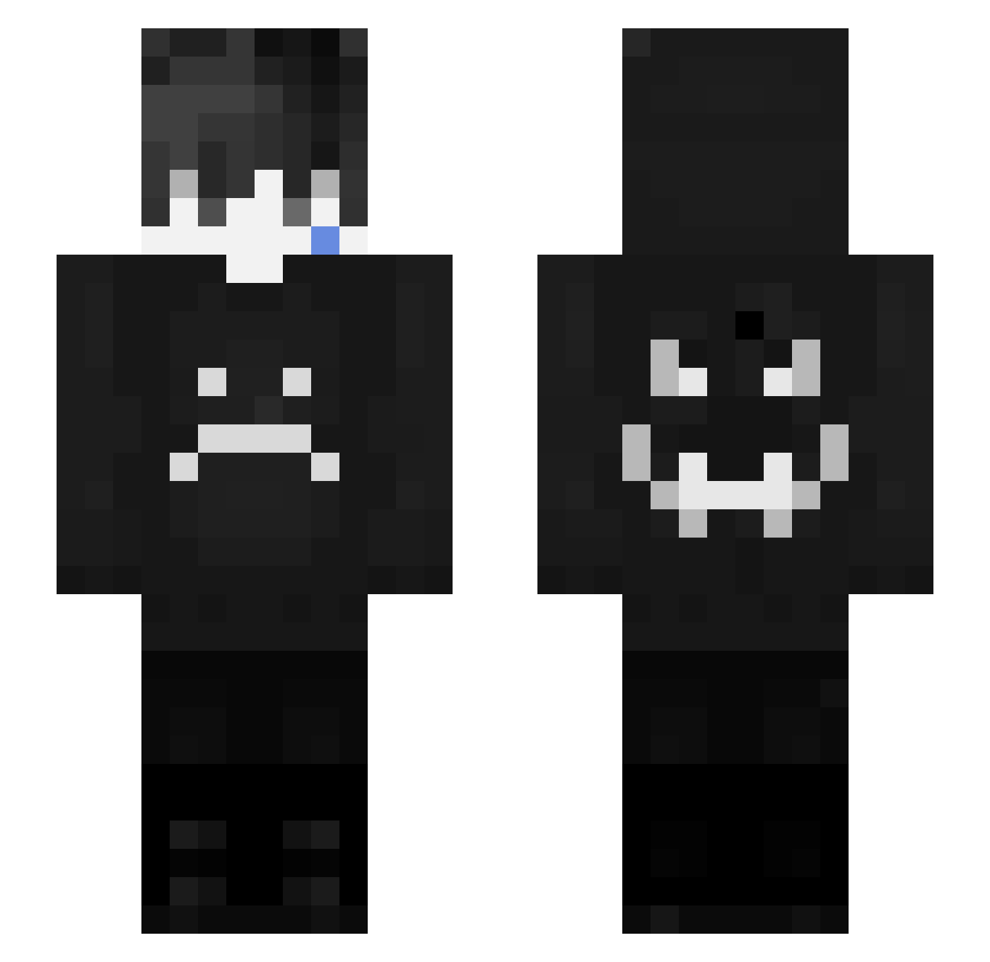 Disprovable Minecraft skin, front and back view