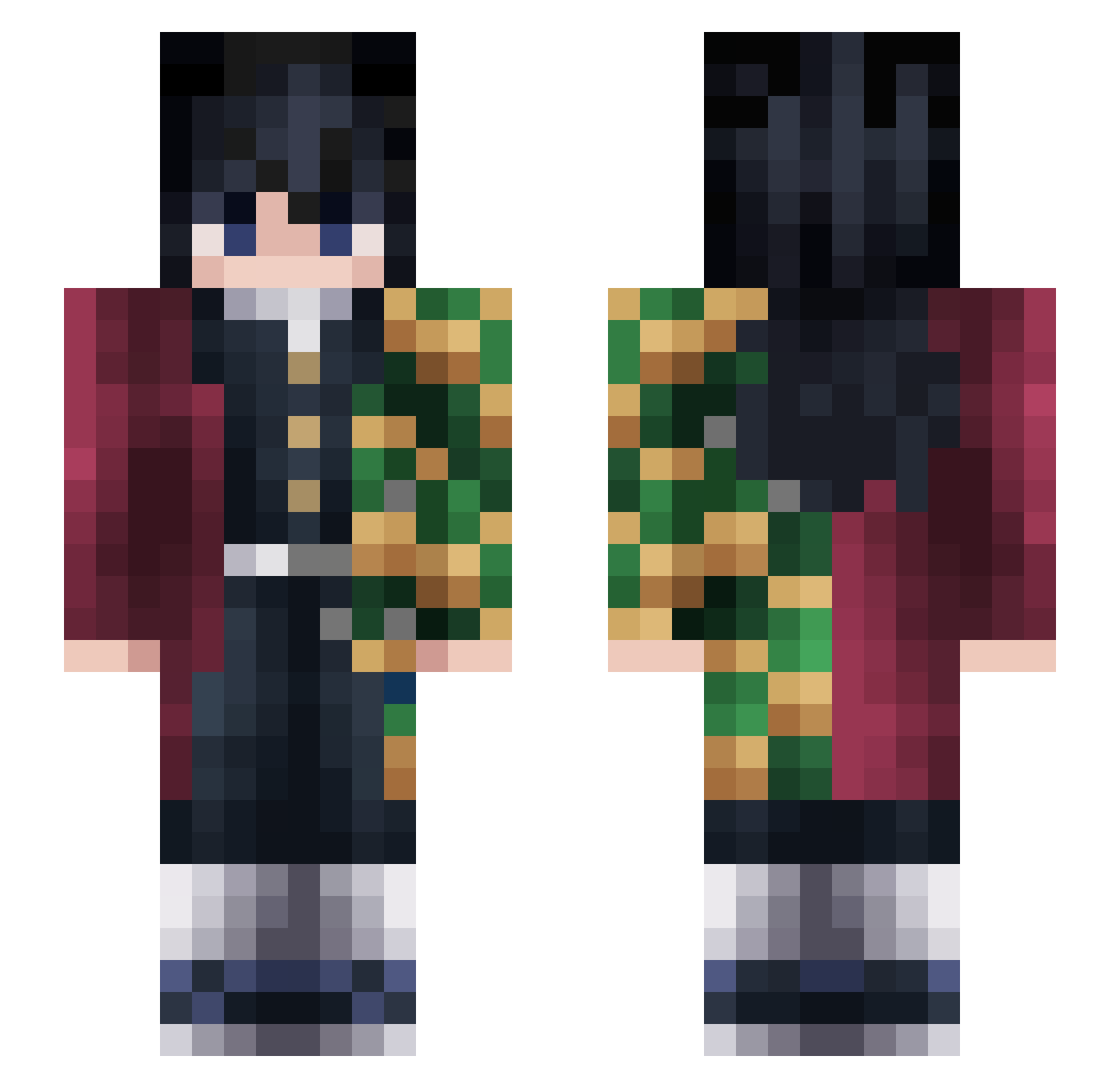 Existenzys Minecraft skin, front and back view