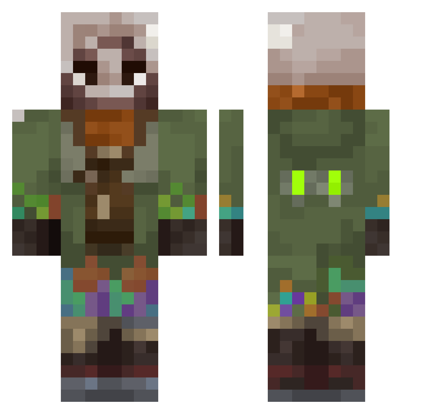 EmpanadaGamer Minecraft skin, front and back view
