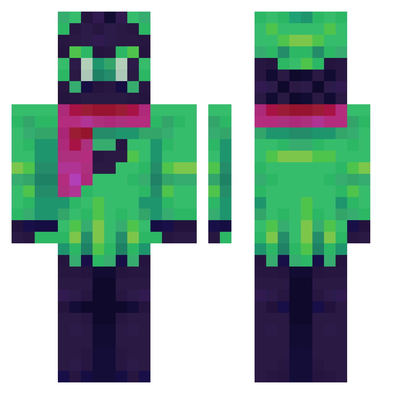 IHATEBUBBLEWRAP Minecraft skin, front and back view