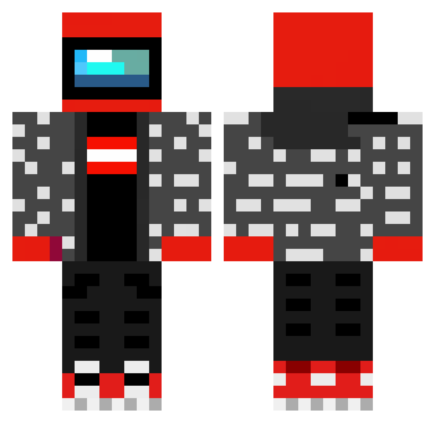 SussyDoom Minecraft skin, front and back view