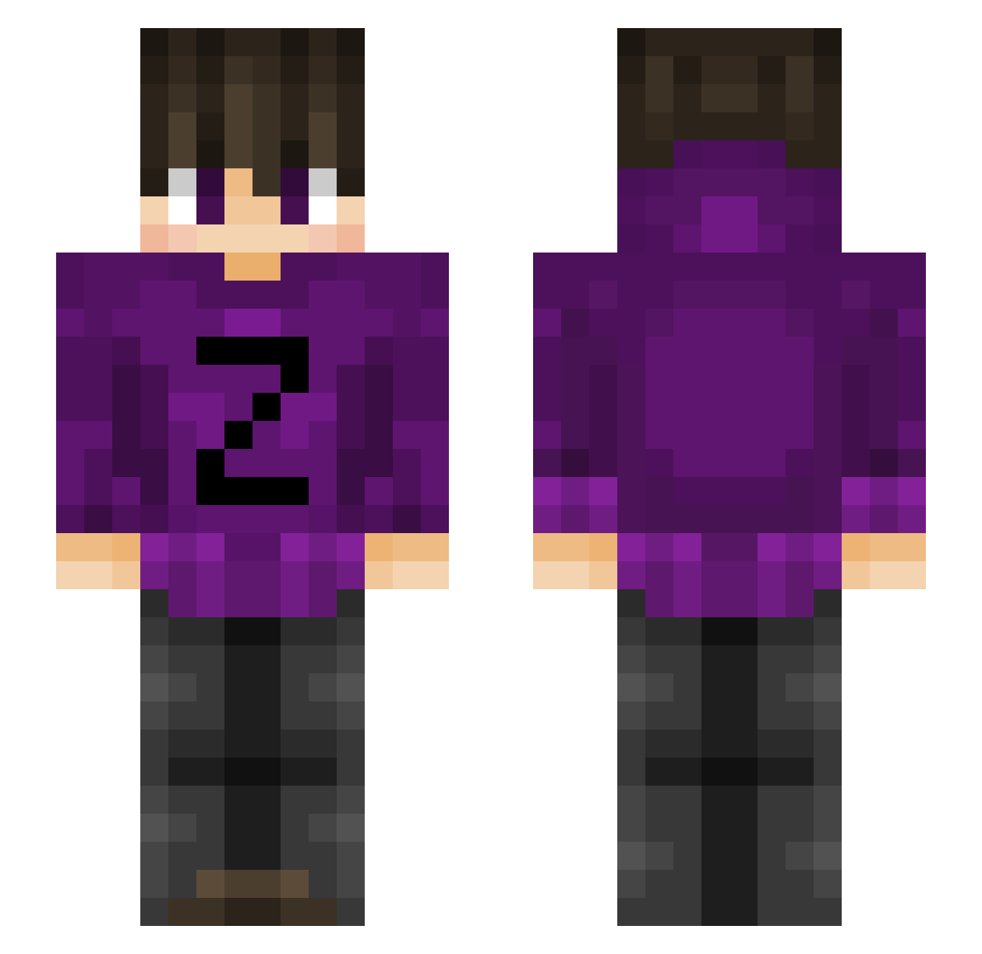 Zirble Minecraft skin, front and back view