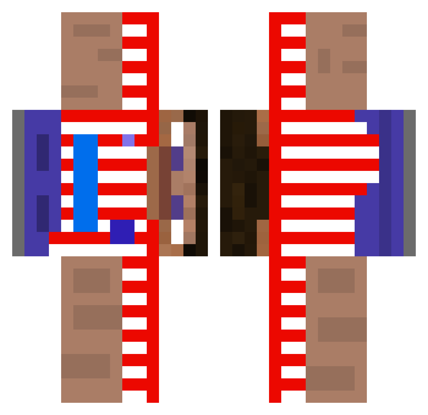 Roanoke123 Minecraft skin, front and back view