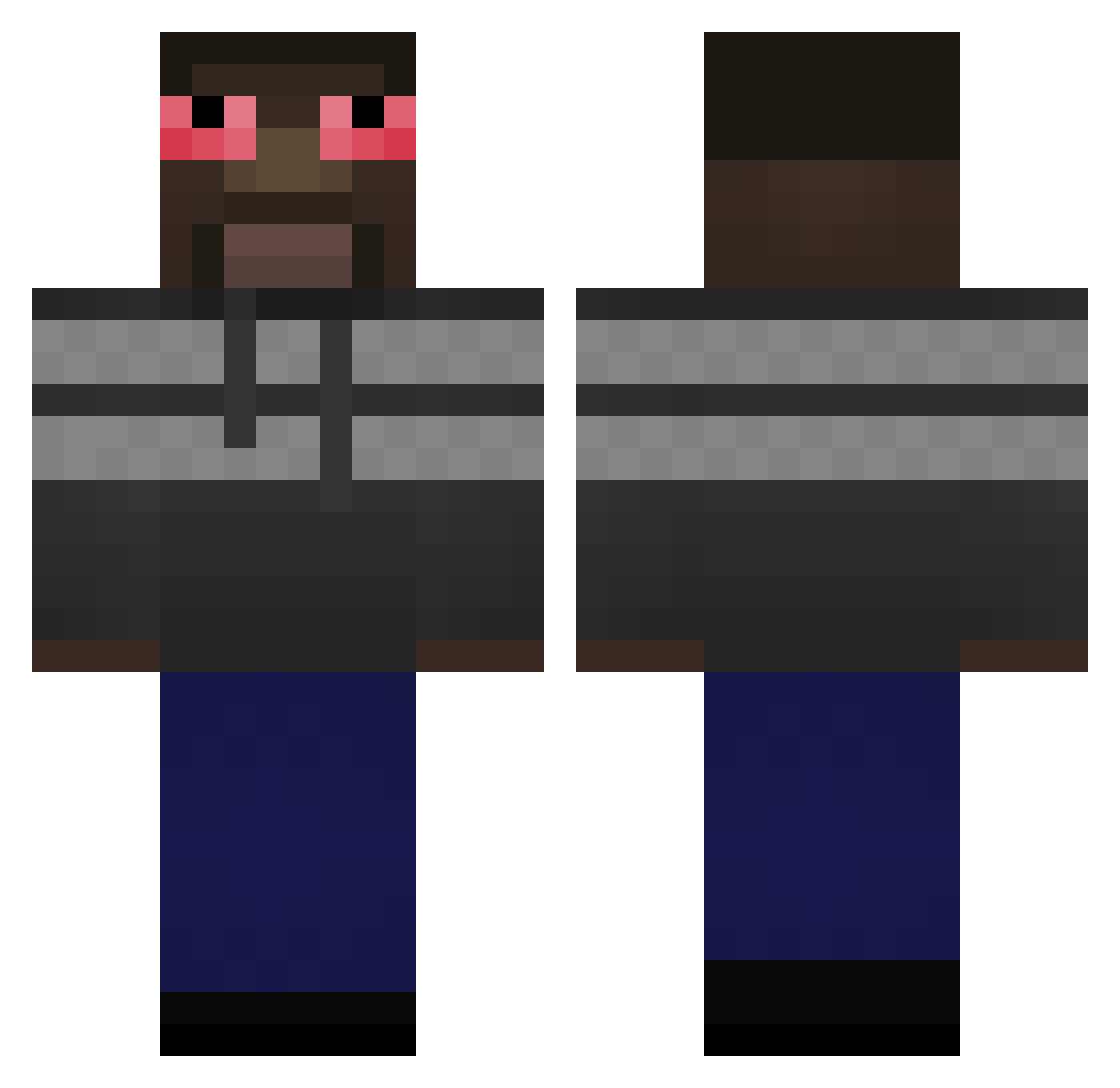 No3Tex Minecraft skin, front and back view