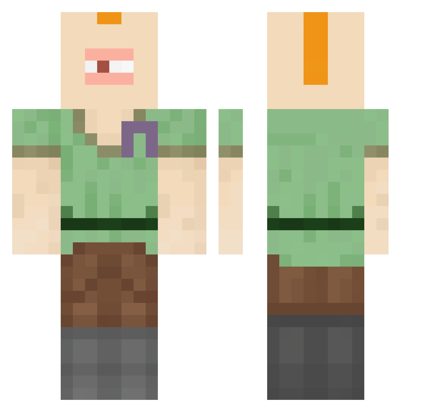 ChicoBossu Minecraft skin, front and back view