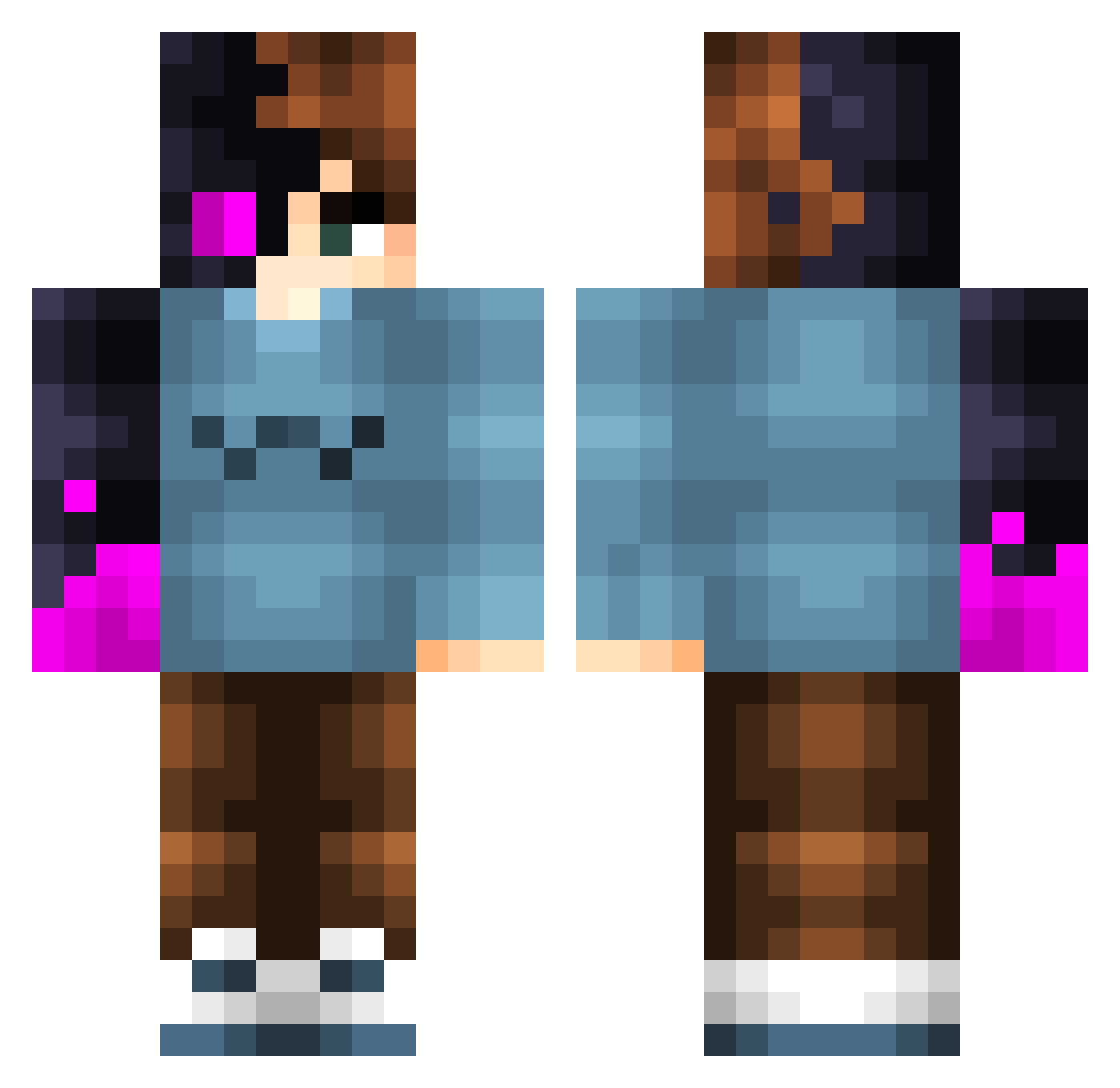 xEnderDrake Minecraft skin, front and back view