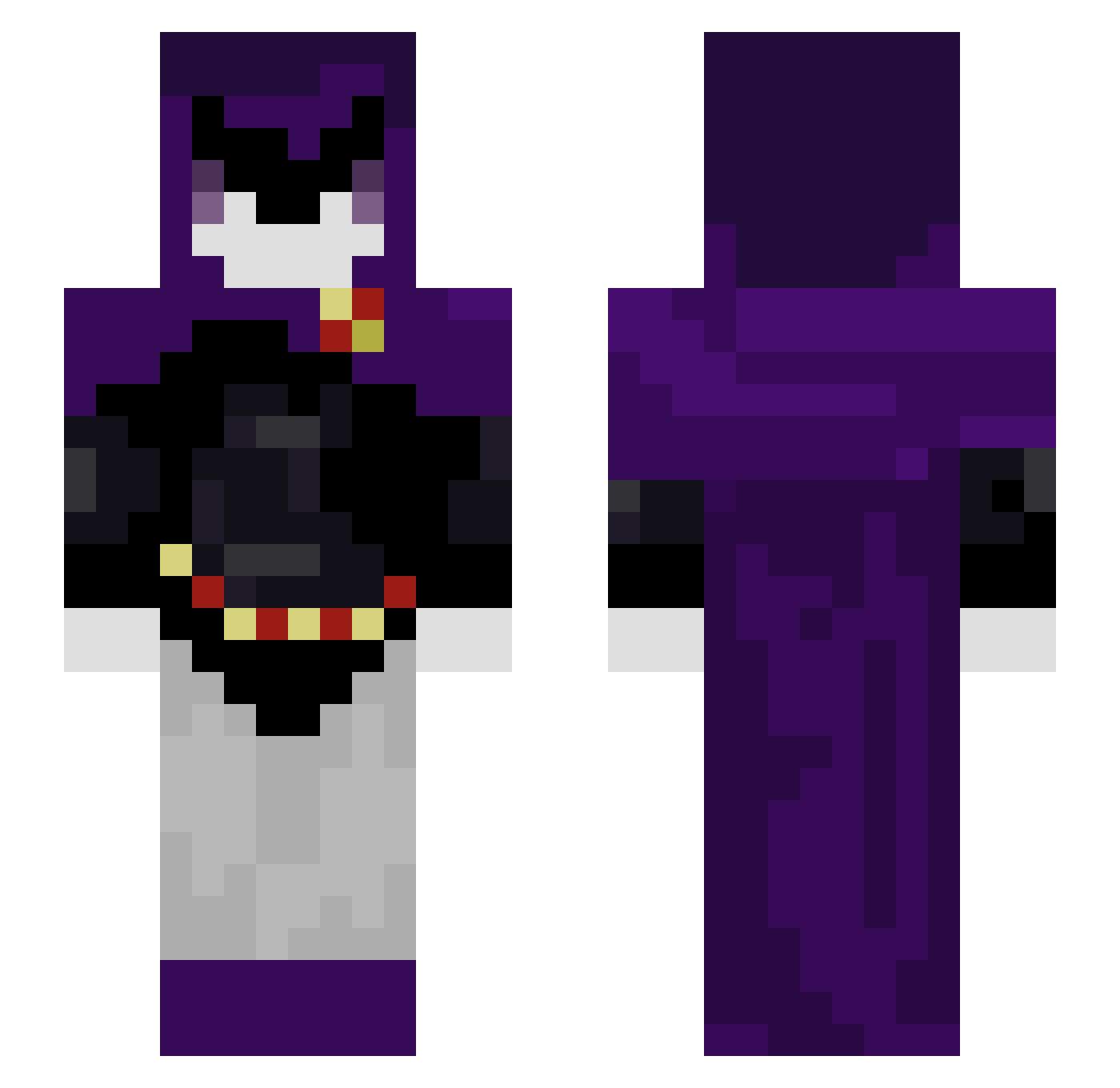 kinjra Minecraft skin, front and back view