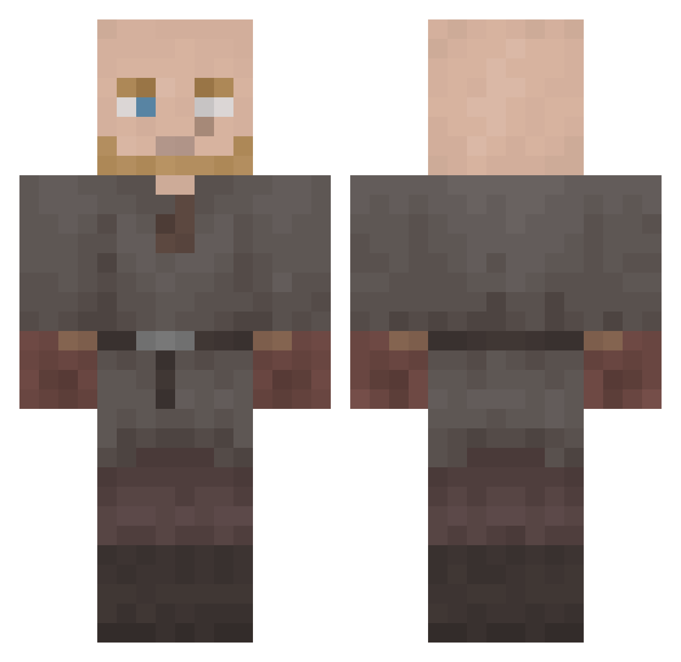 Brohm Minecraft skin, front and back view