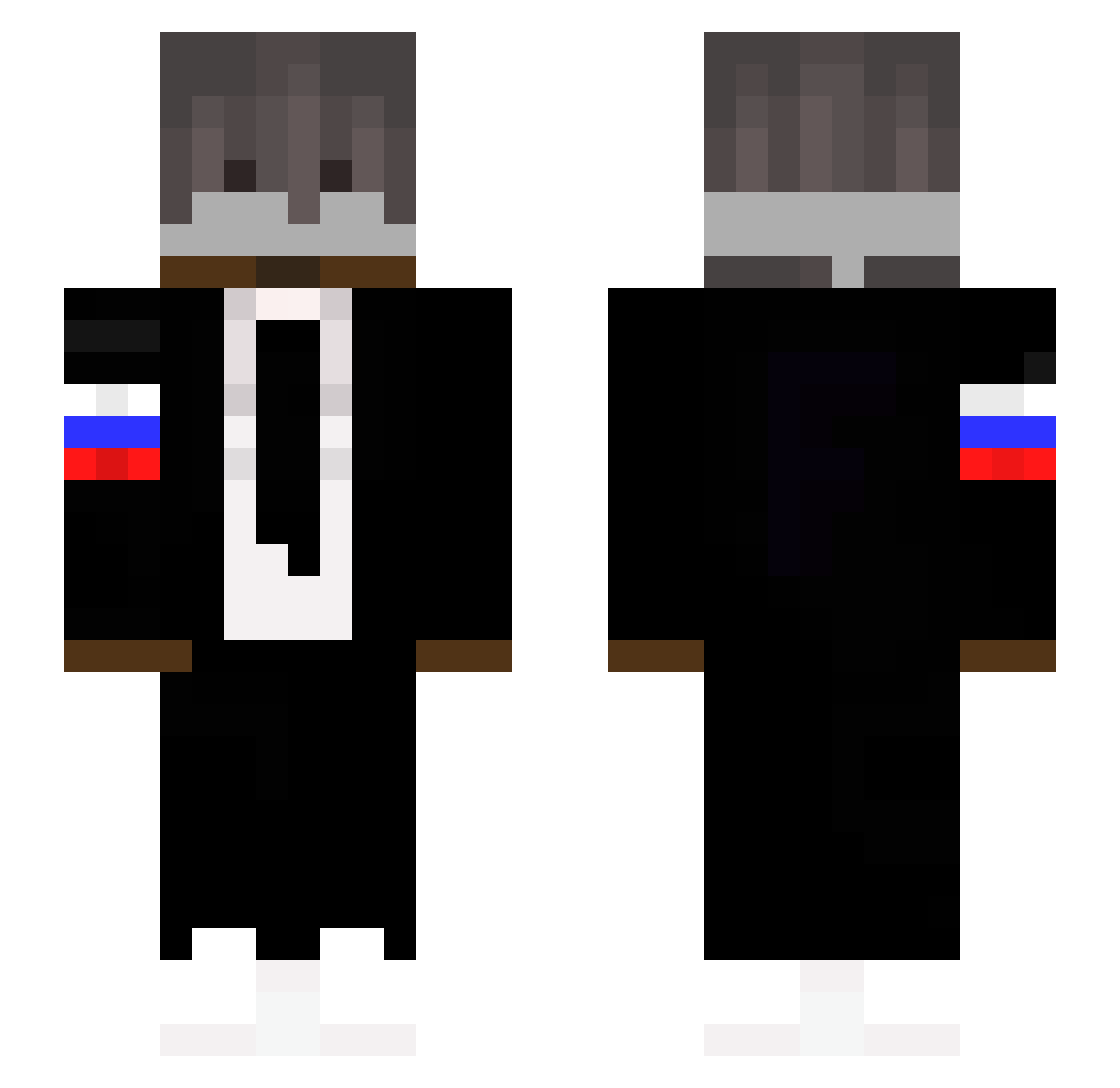 UtilBW Minecraft skin, front and back view