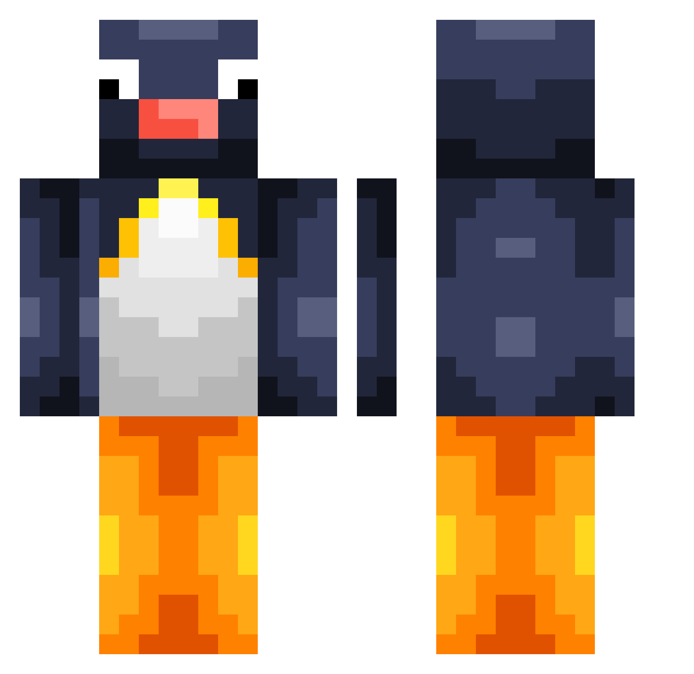 Fl4mingoO Minecraft skin, front and back view