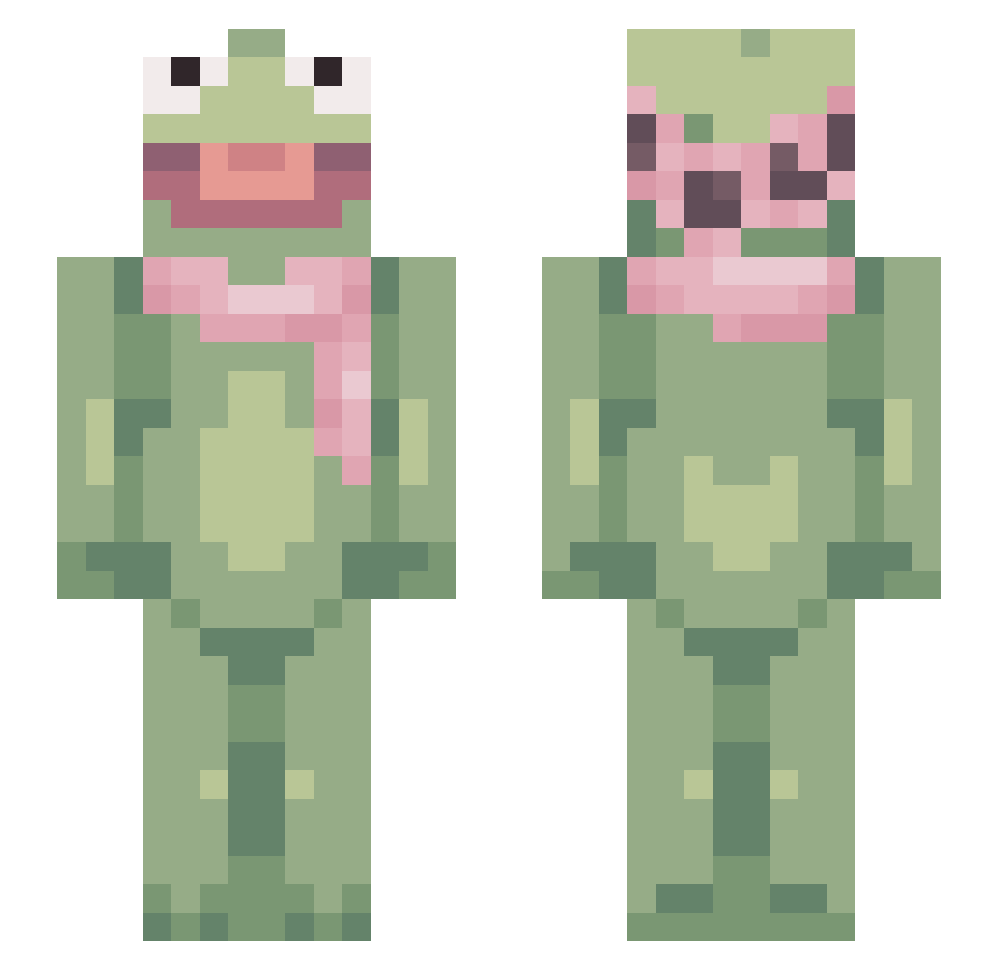 frogcita Minecraft skin, front and back view