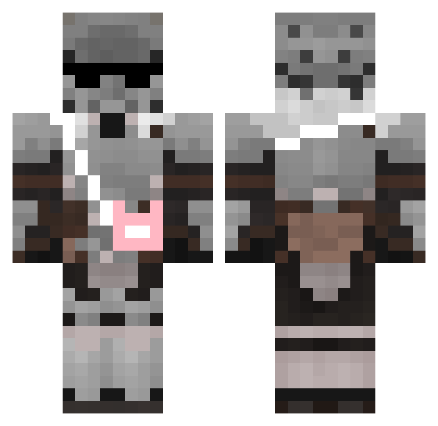 Aquaseeker Minecraft skin, front and back view