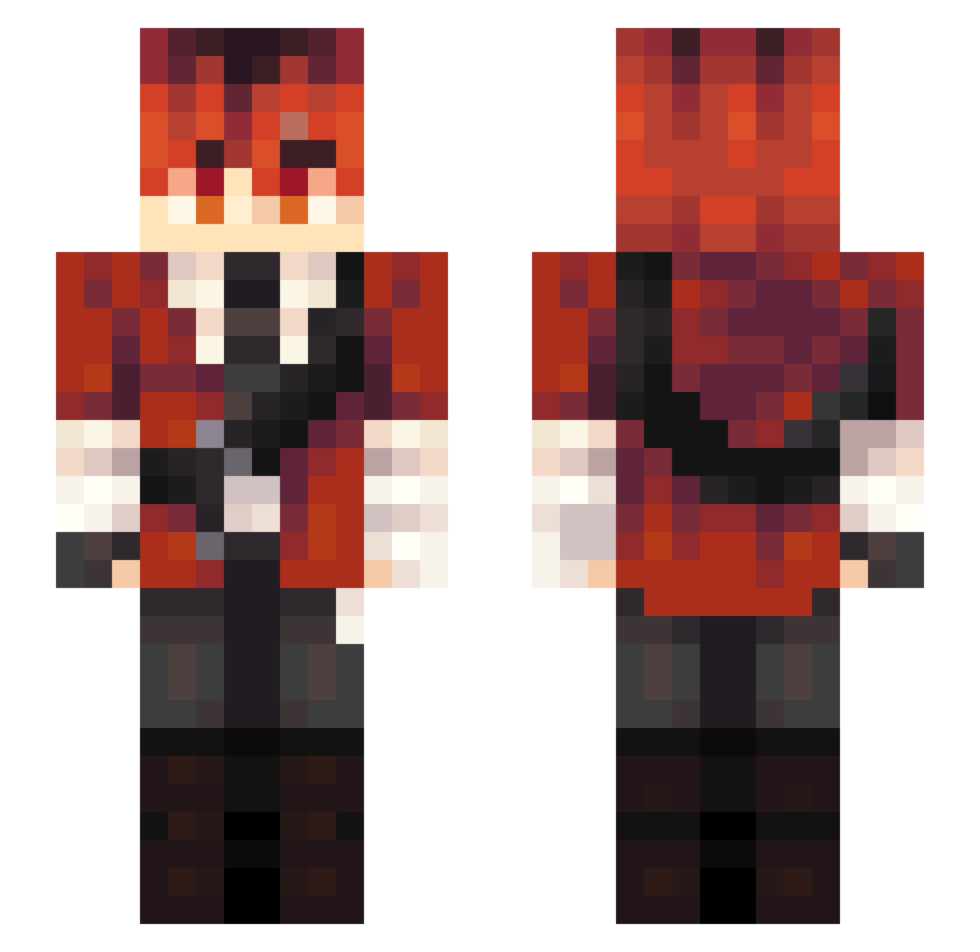 jcb85 Minecraft skin, front and back view