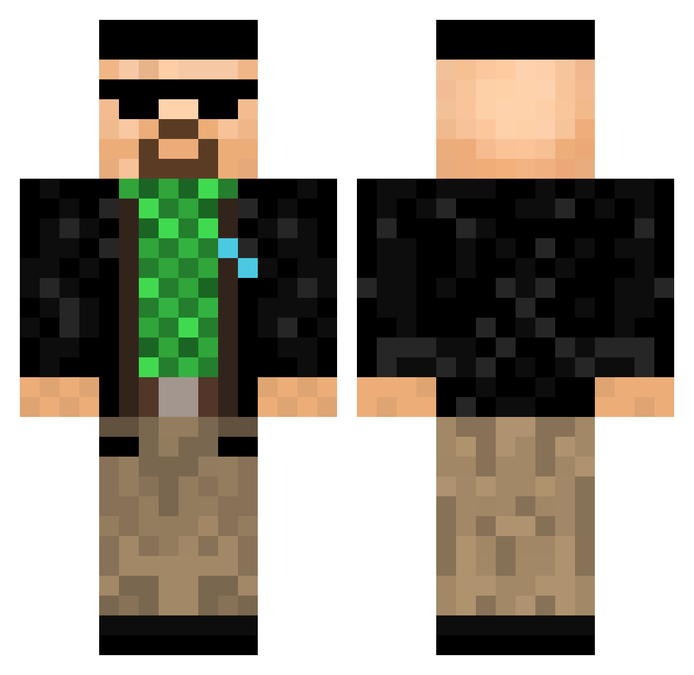 wartzoson Minecraft skin, front and back view
