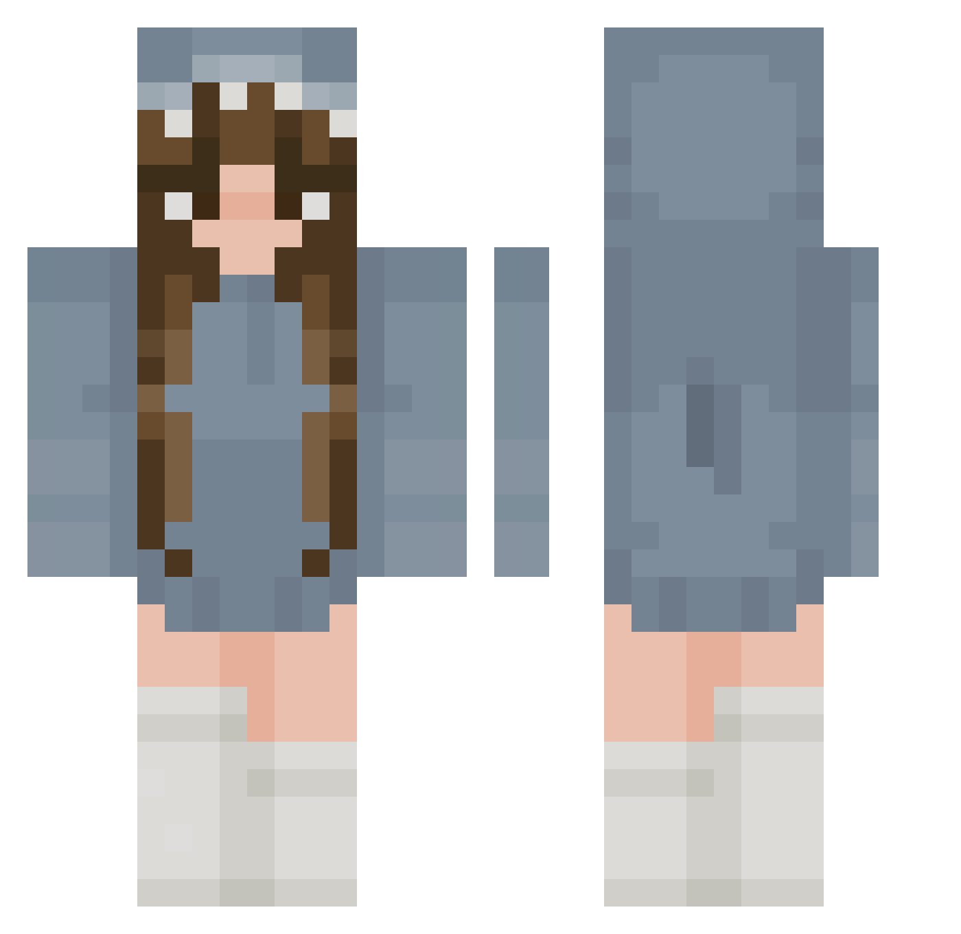 Shelbro16 Minecraft skin, front and back view