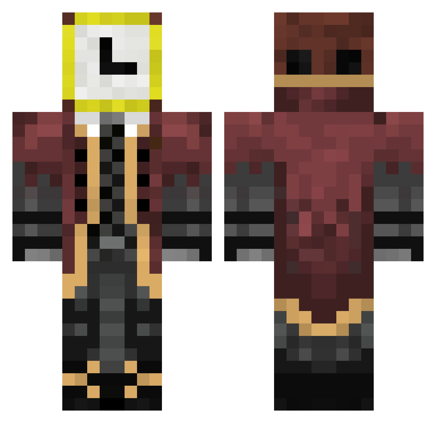 Fedenegrito Minecraft skin, front and back view