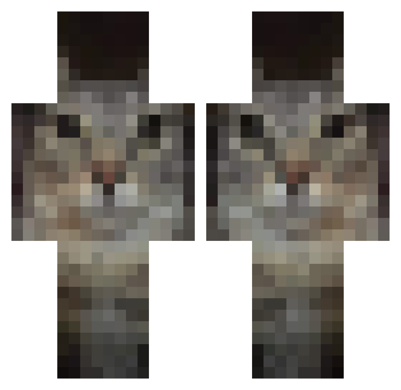 ZackOfADown Minecraft skin, front and back view