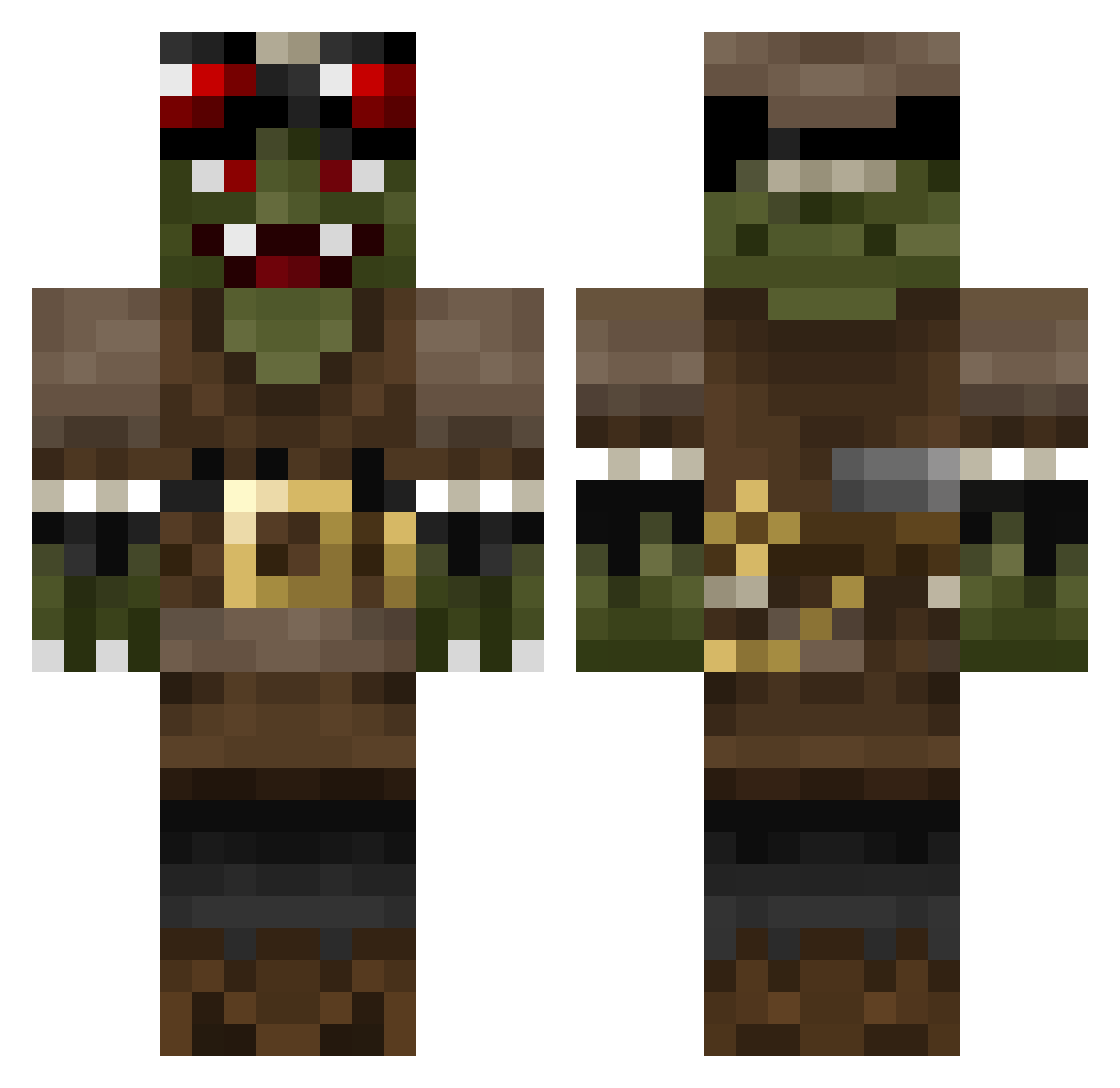 iTzTrolli Minecraft skin, front and back view