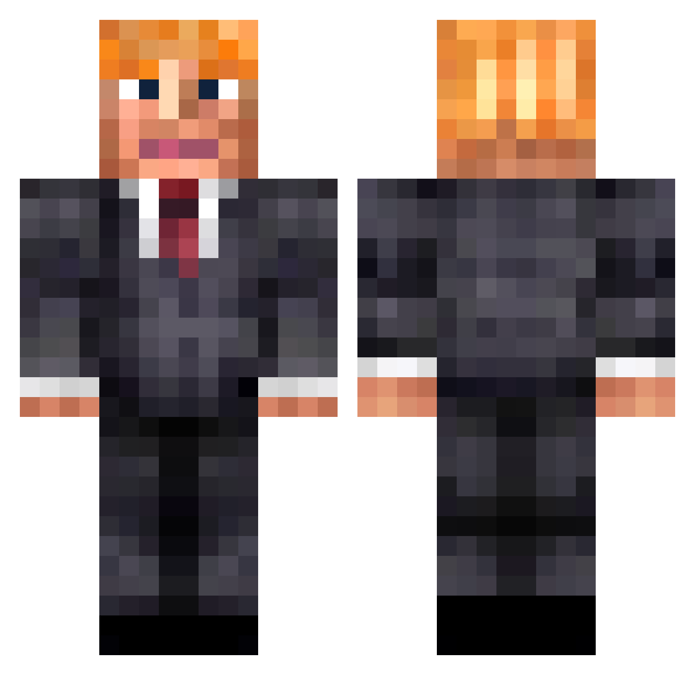 Heex Minecraft skin, front and back view