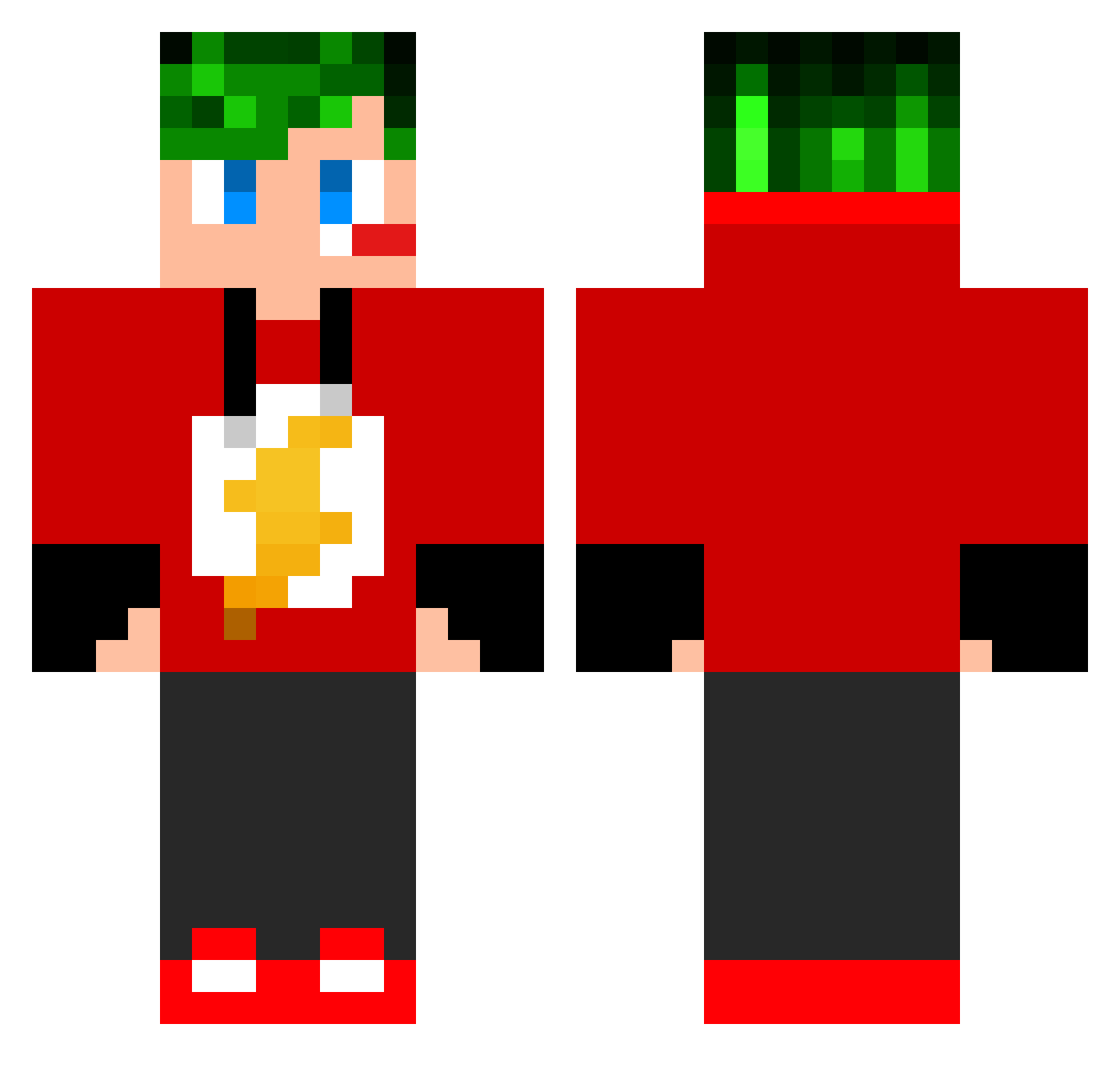 rikemebrz Minecraft skin, front and back view