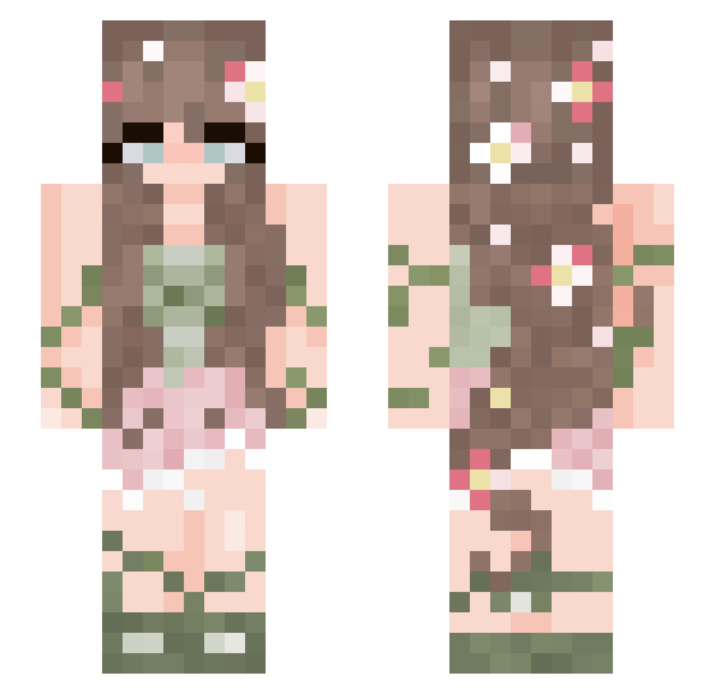 Jinshi_Zayne Minecraft skin, front and back view