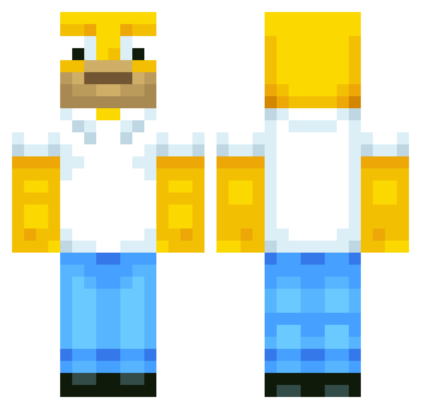 bigbangx Minecraft skin, front and back view