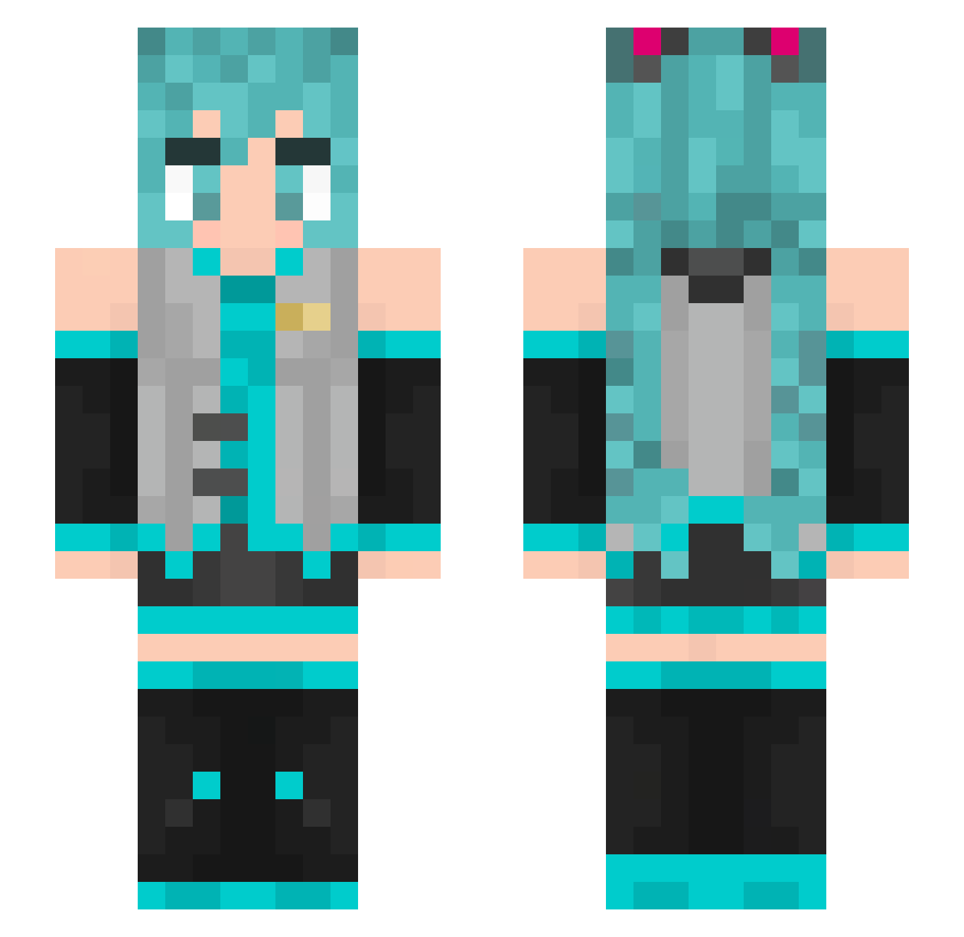 RealAlix Minecraft skin, front and back view