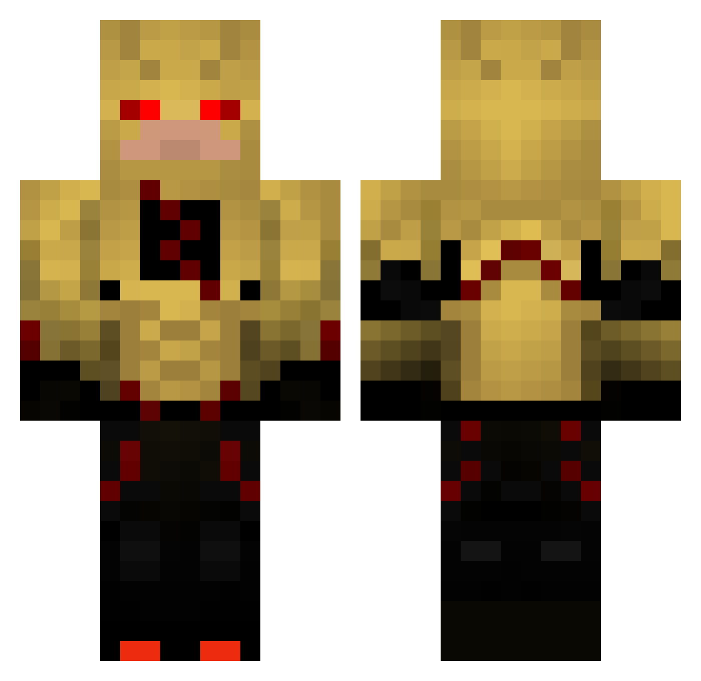 Axolotol Minecraft skin, front and back view