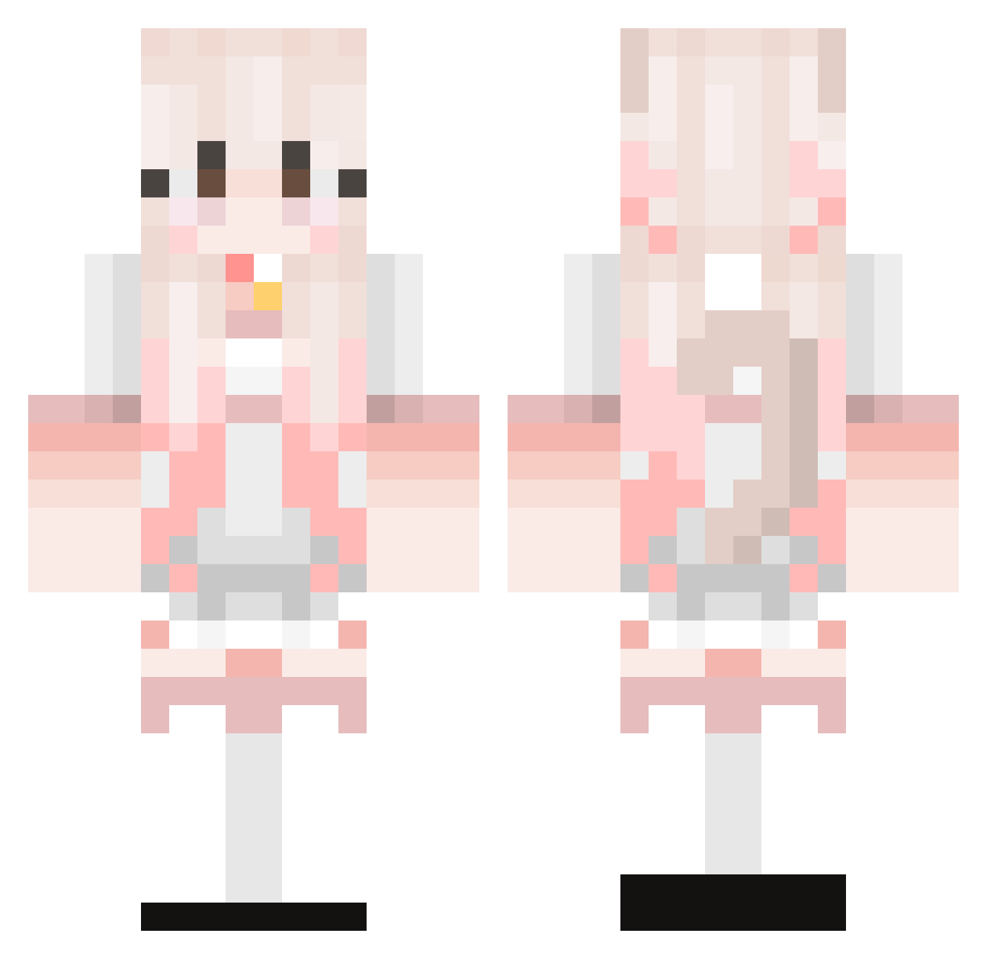 Maeowi Minecraft skin, front and back view