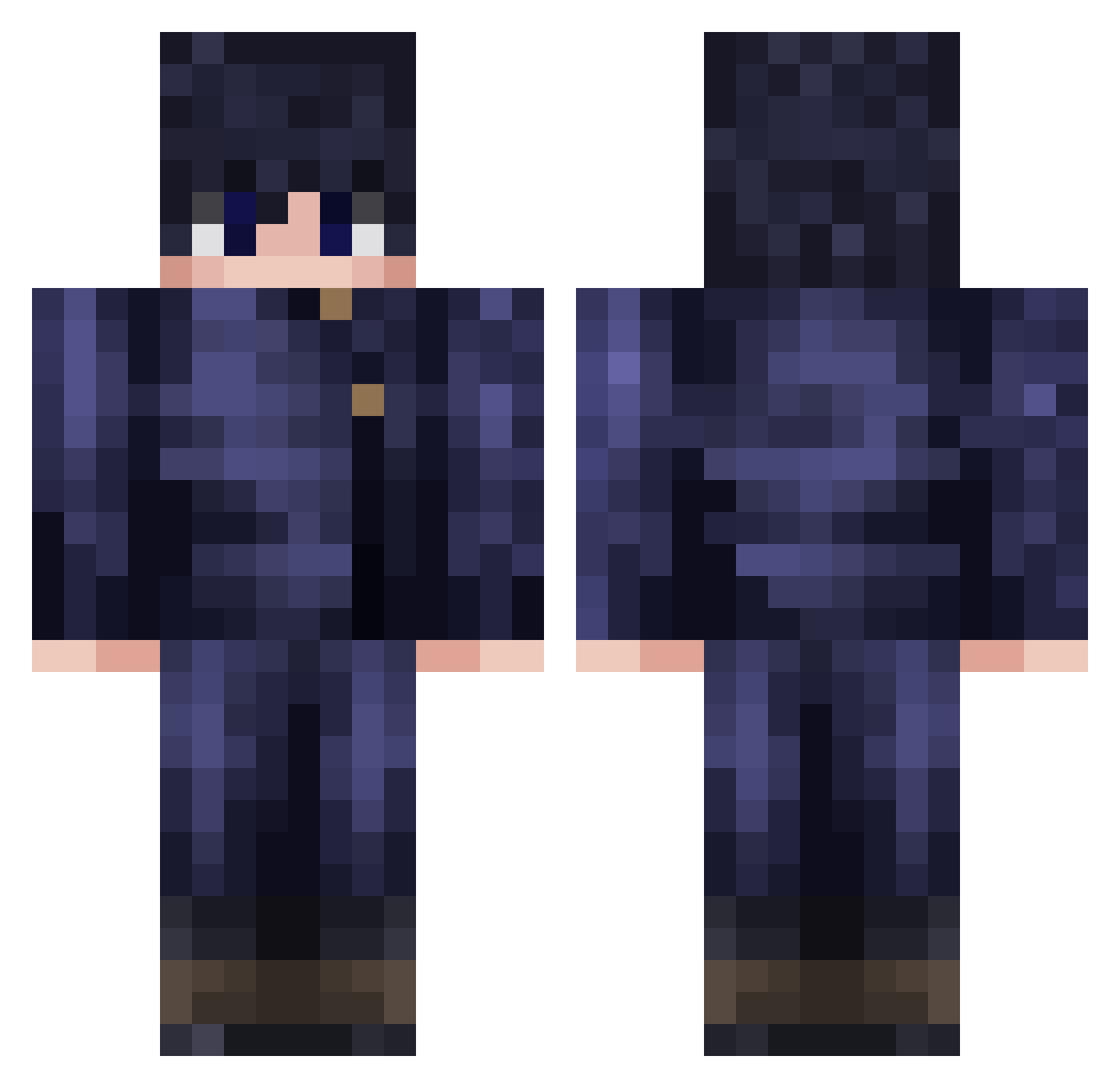 pixleace Minecraft skin, front and back view