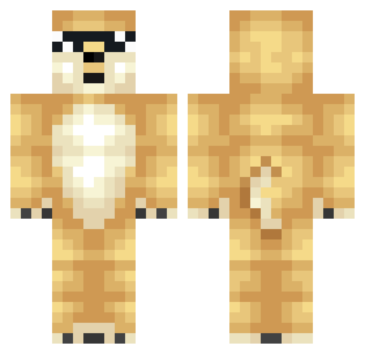 Okidokie Minecraft skin, front and back view