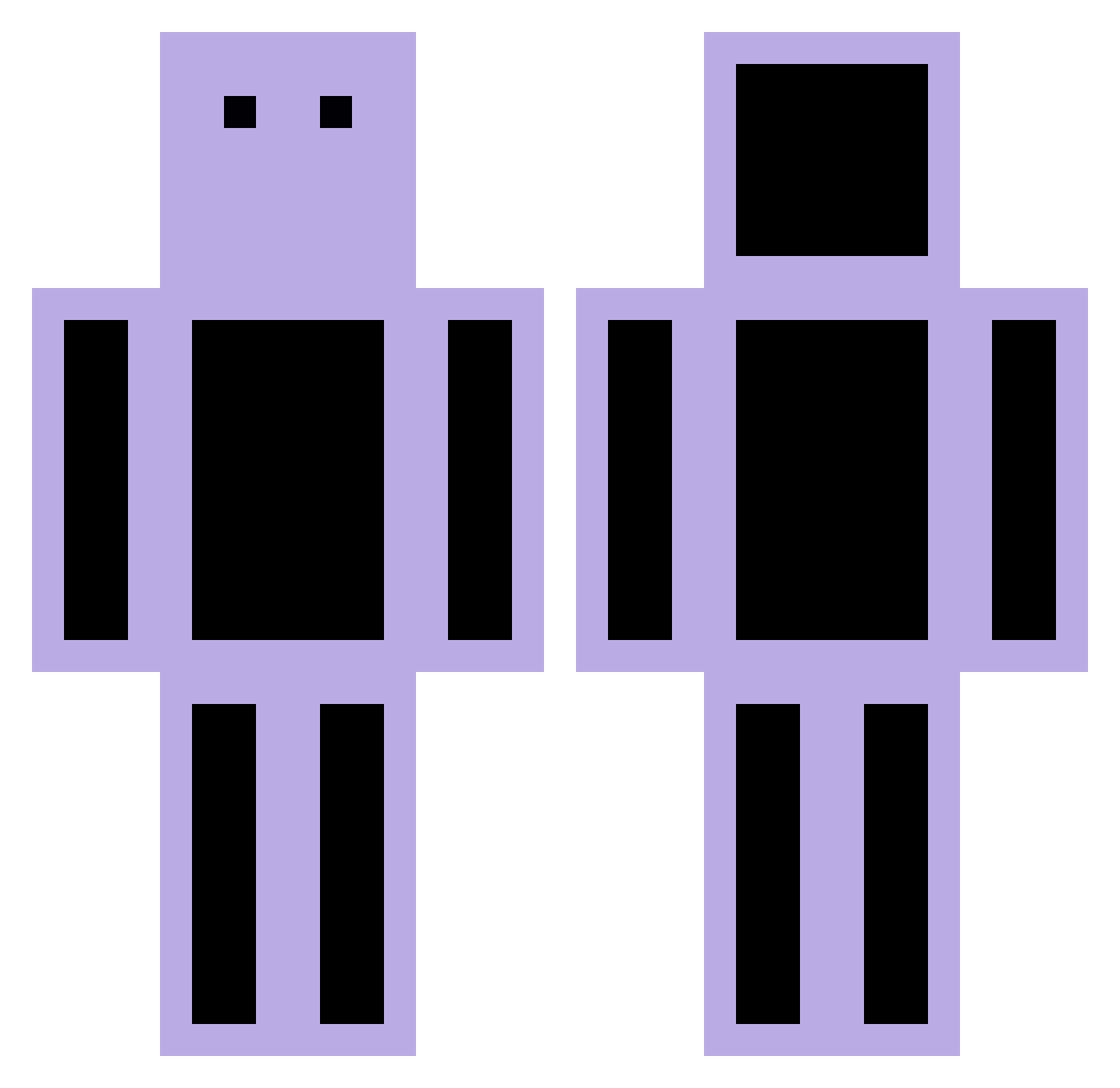Rebum Minecraft skin, front and back view