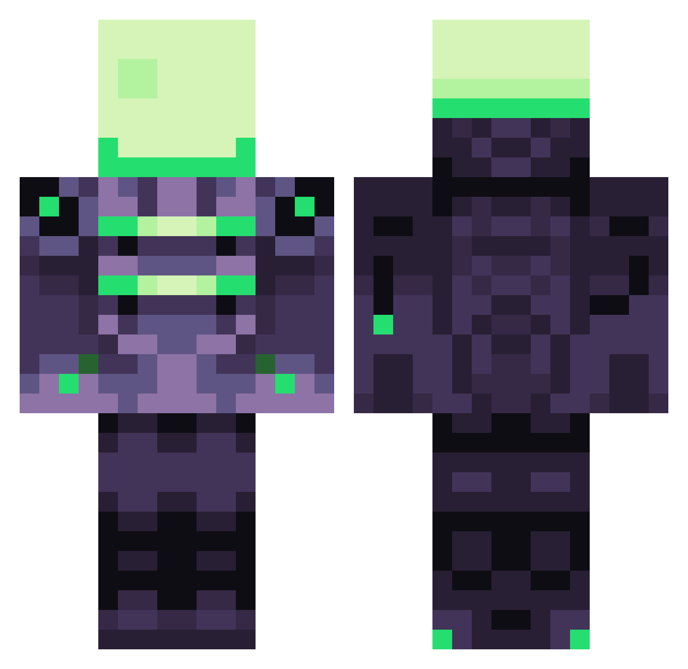 Forme Minecraft skin, front and back view