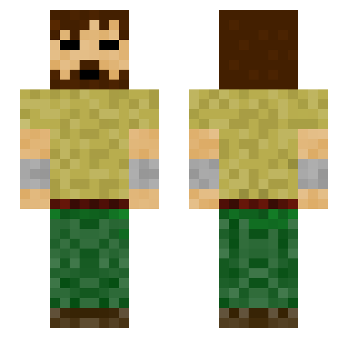 Yamaflicker Minecraft skin, front and back view