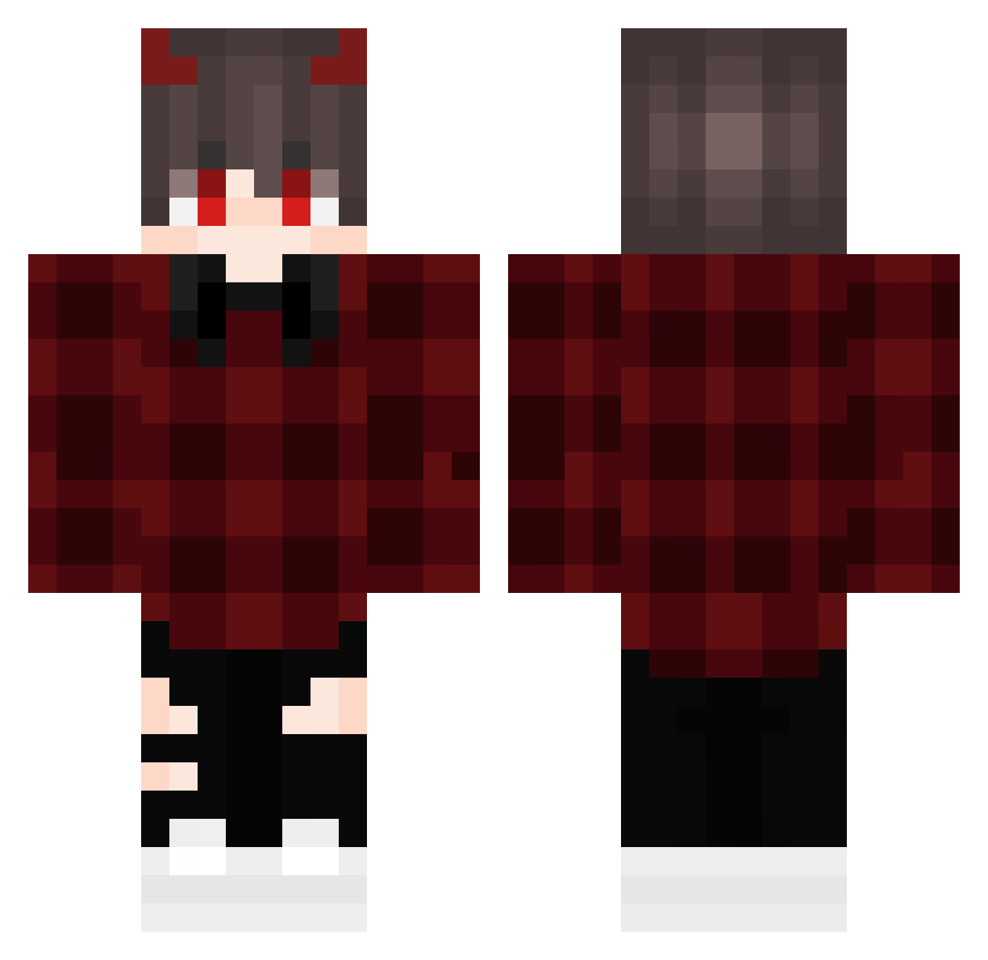 Bloodhead001 Minecraft skin, front and back view