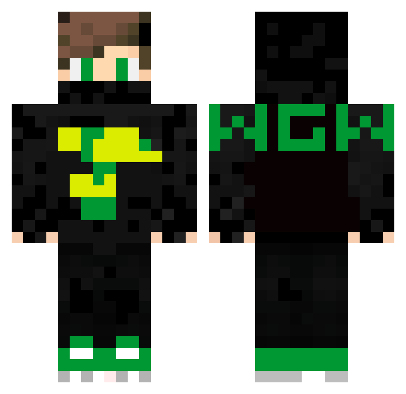 Repek100K Minecraft skin, front and back view