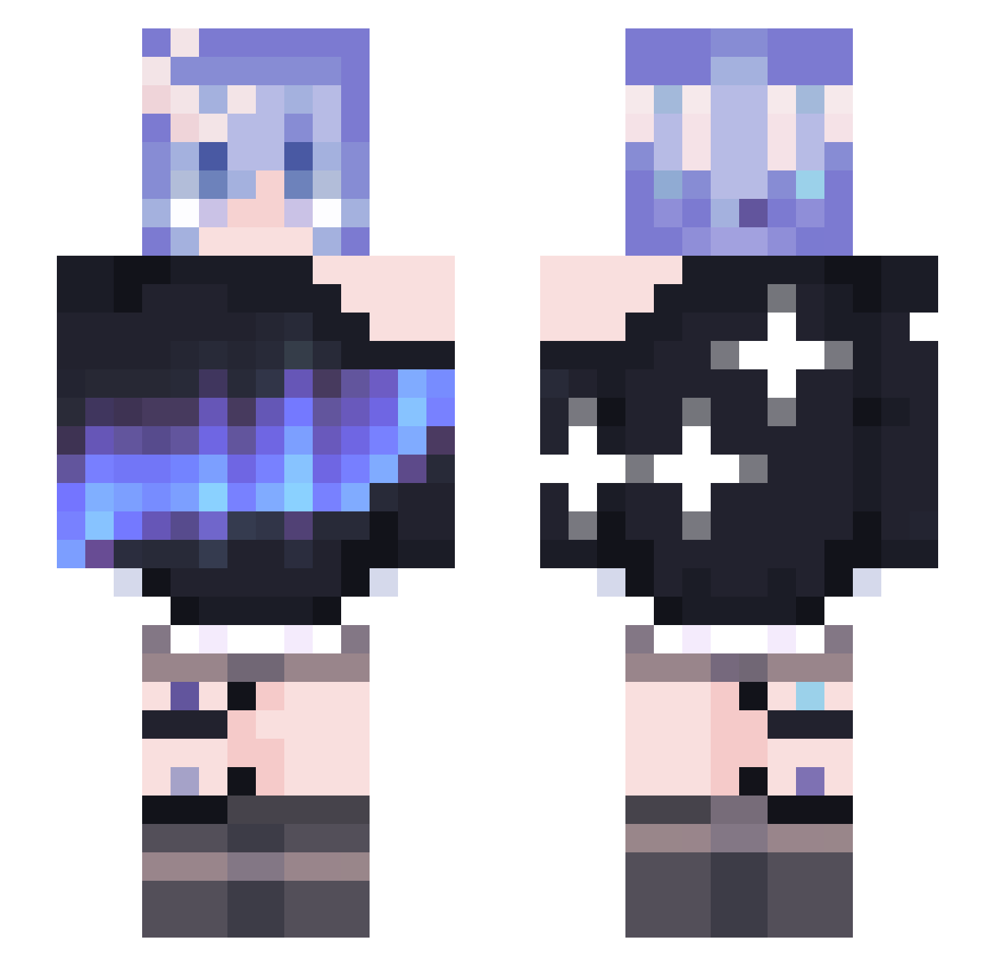 Apextation Minecraft skin, front and back view
