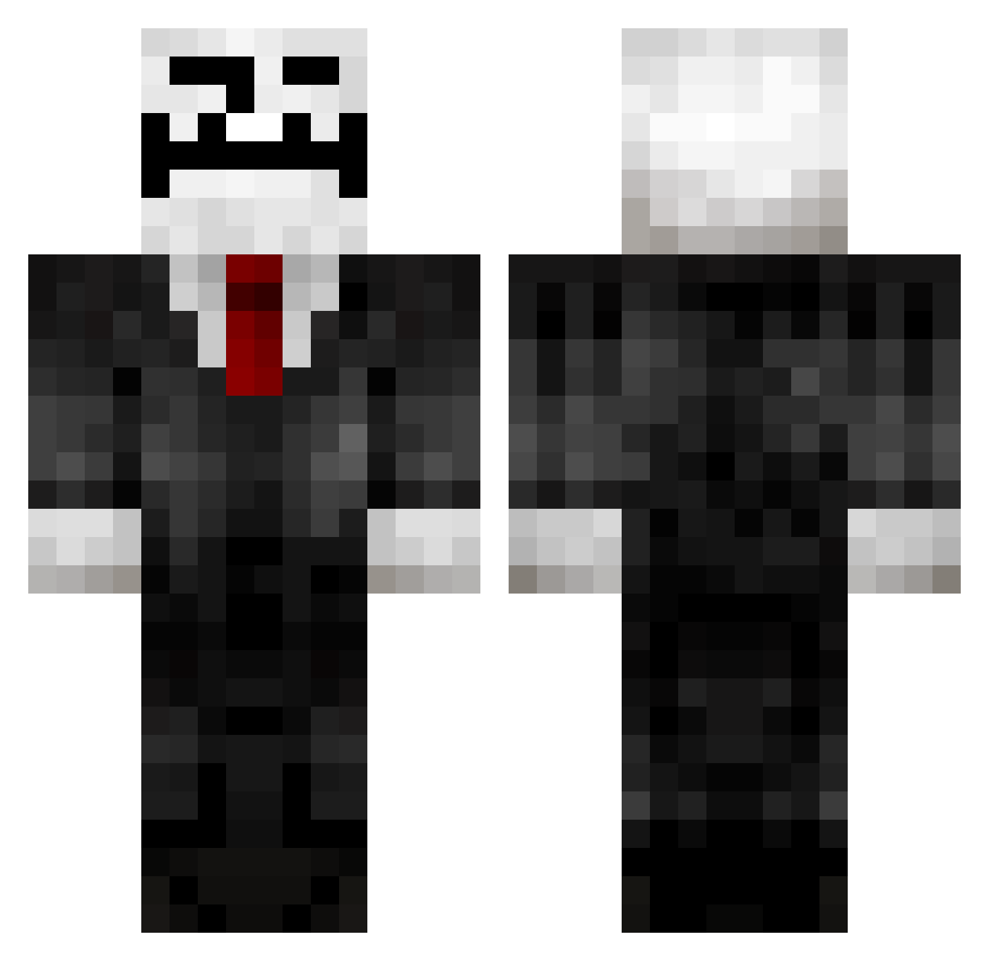 TrollFacee Minecraft skin, front and back view