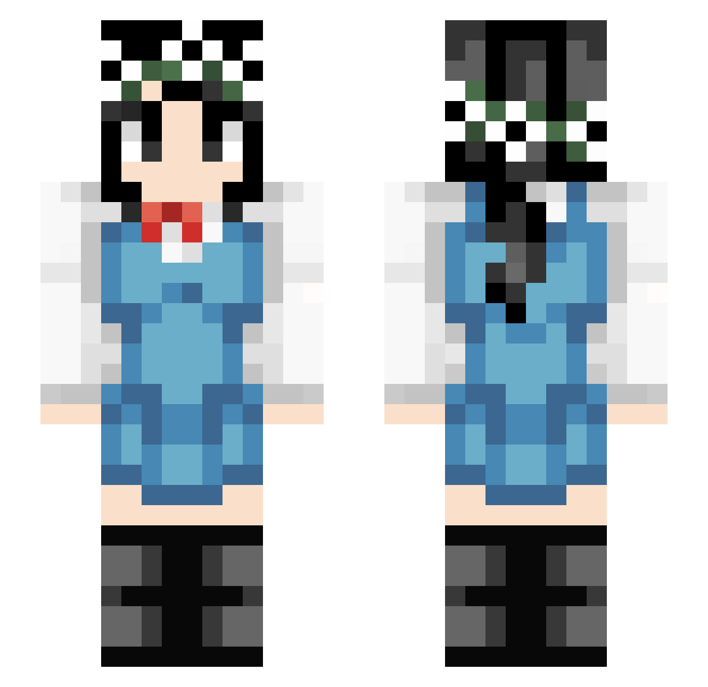 KawaiPotato Minecraft skin, front and back view