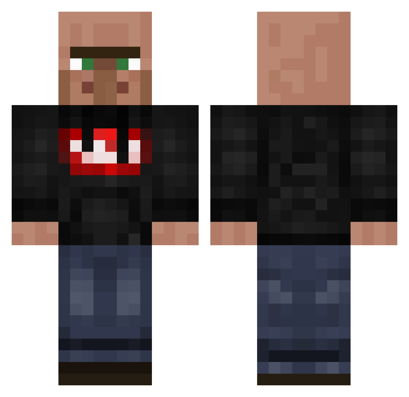 Wnnsm Minecraft skin, front and back view