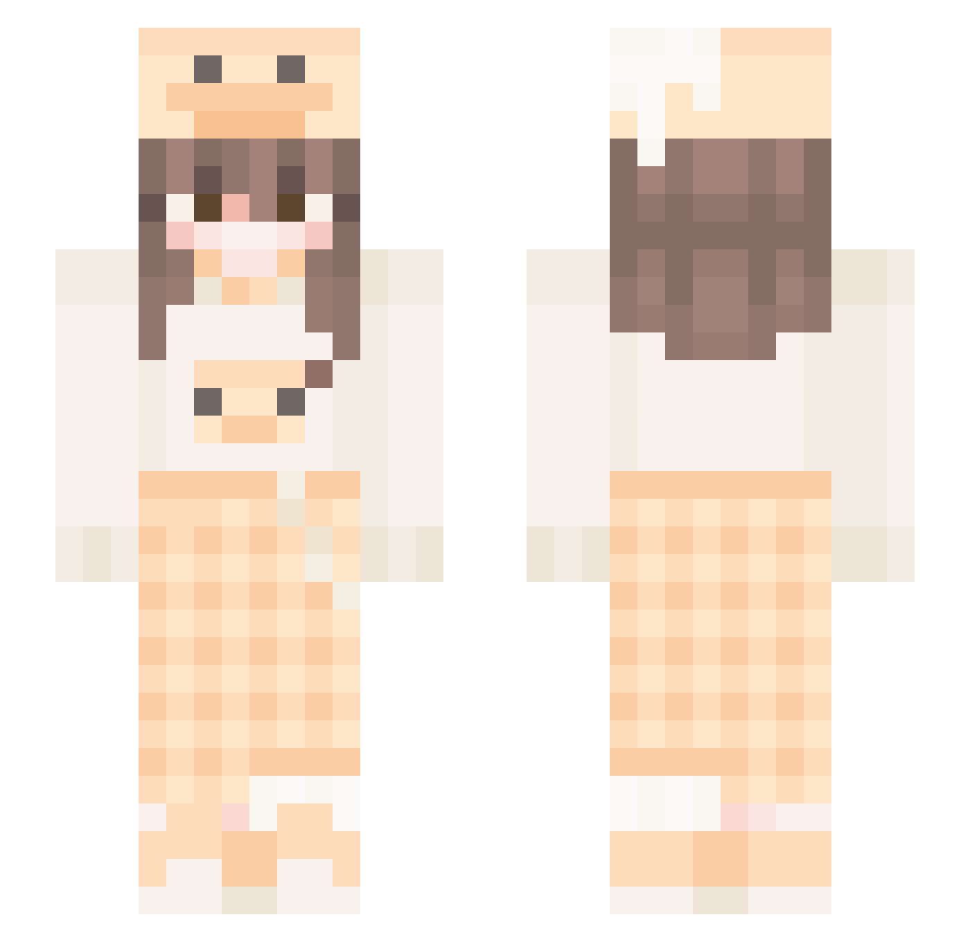 Pia_Purecraft Minecraft skin, front and back view