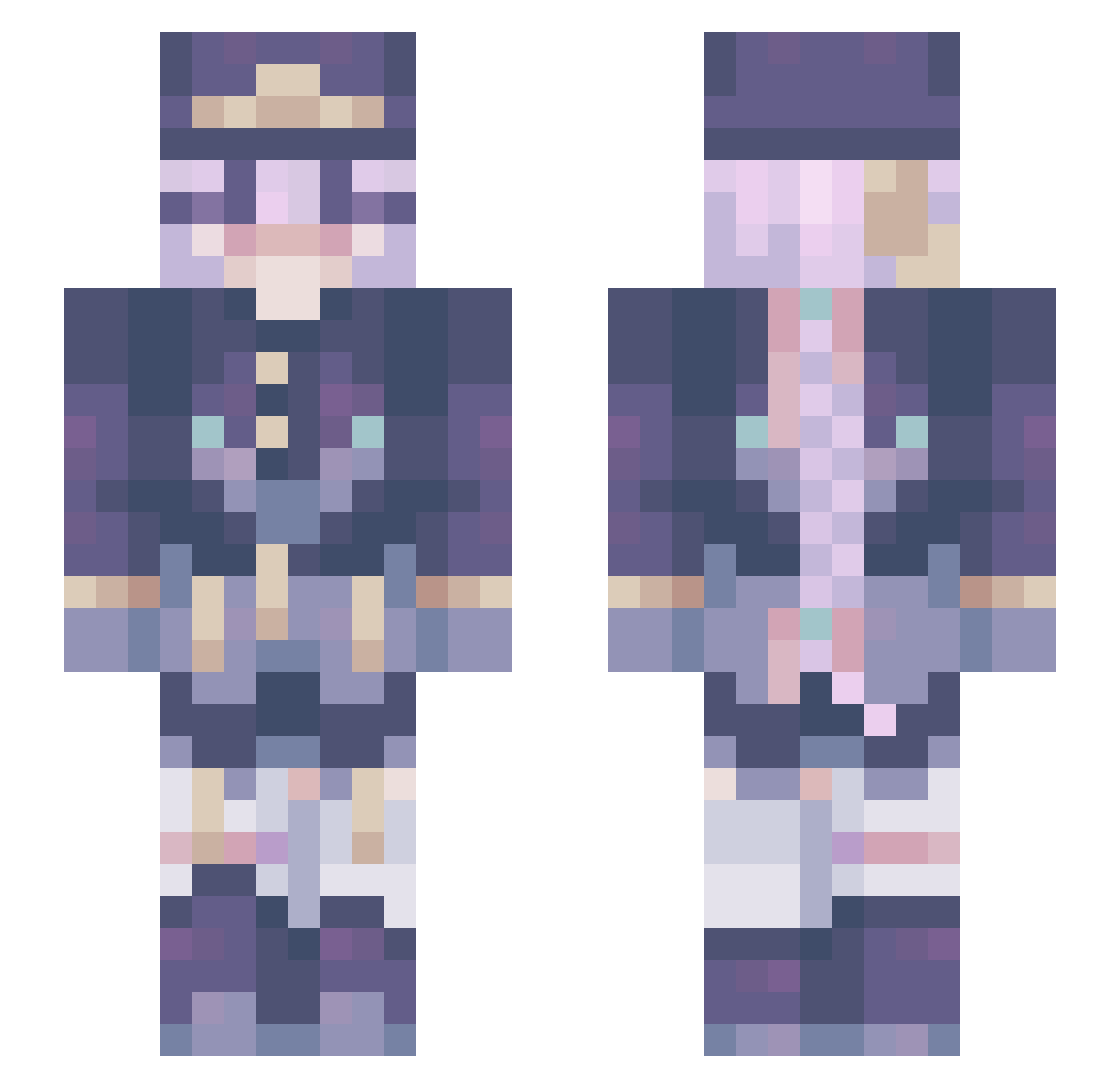 Vehicular Minecraft skin, front and back view