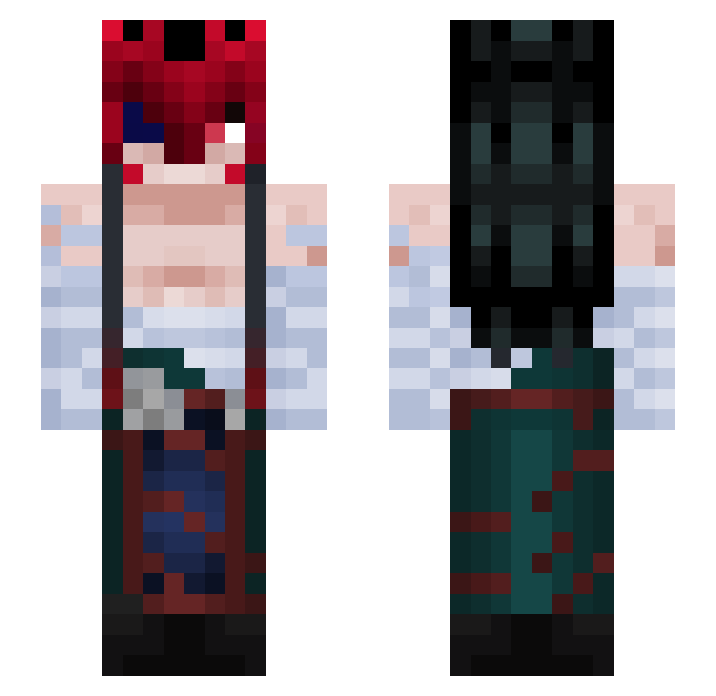 Dxwnbringer Minecraft skin, front and back view