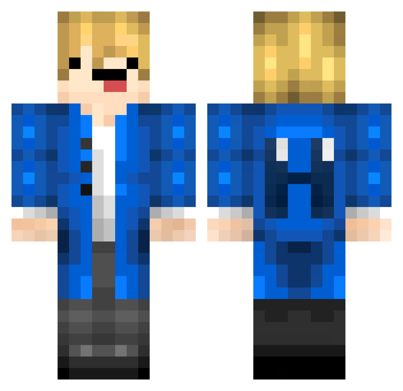 Hemsty Minecraft skin, front and back view