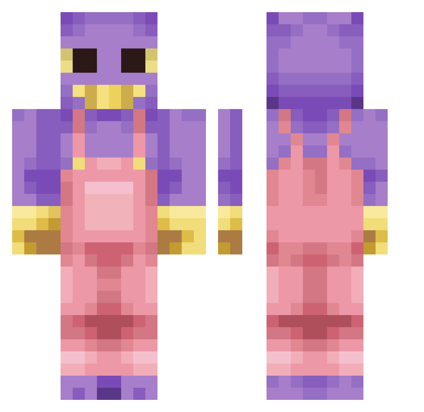 WholePocket Minecraft skin, front and back view