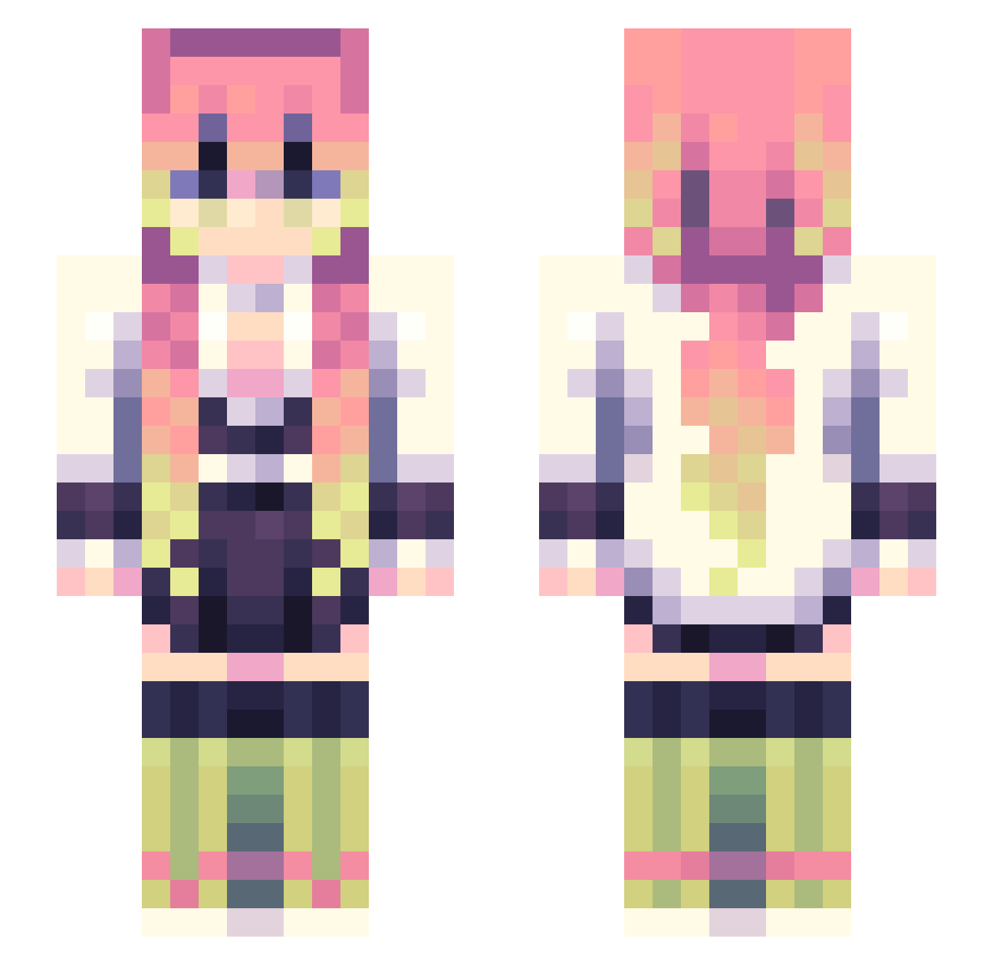 xanagapesis Minecraft skin, front and back view