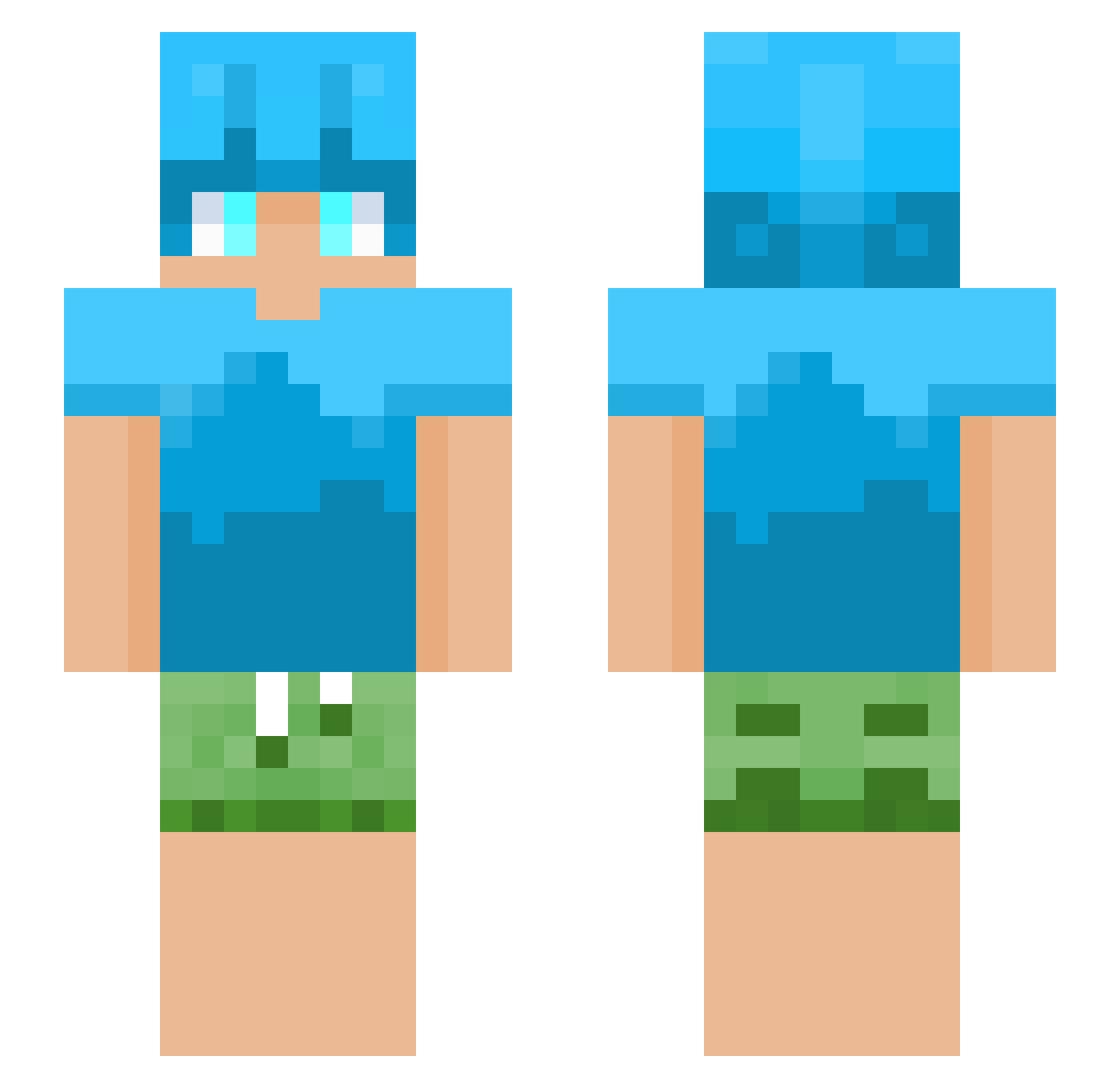 yukkz Minecraft skin, front and back view