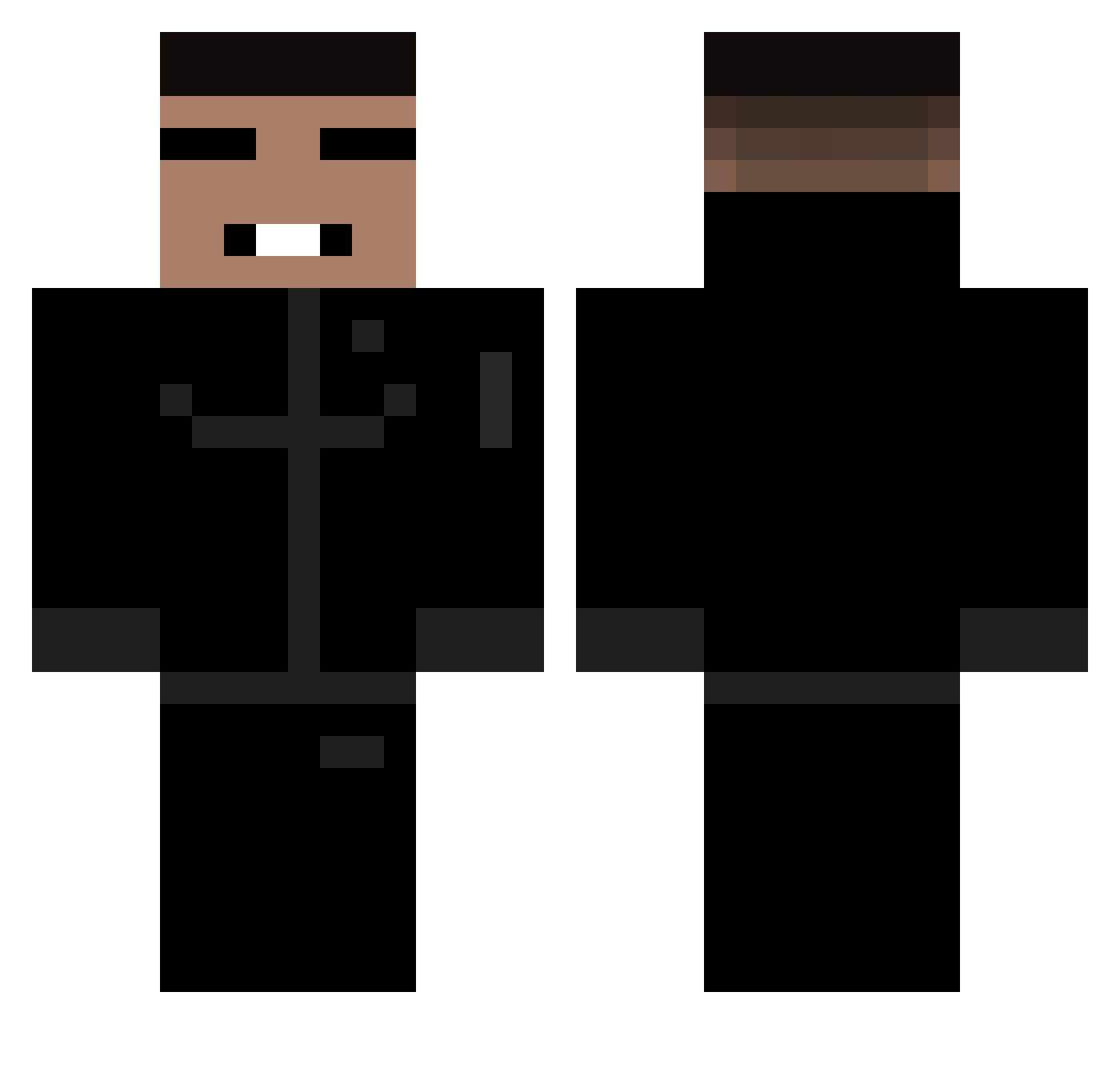 Skibidiglock18 Minecraft skin, front and back view
