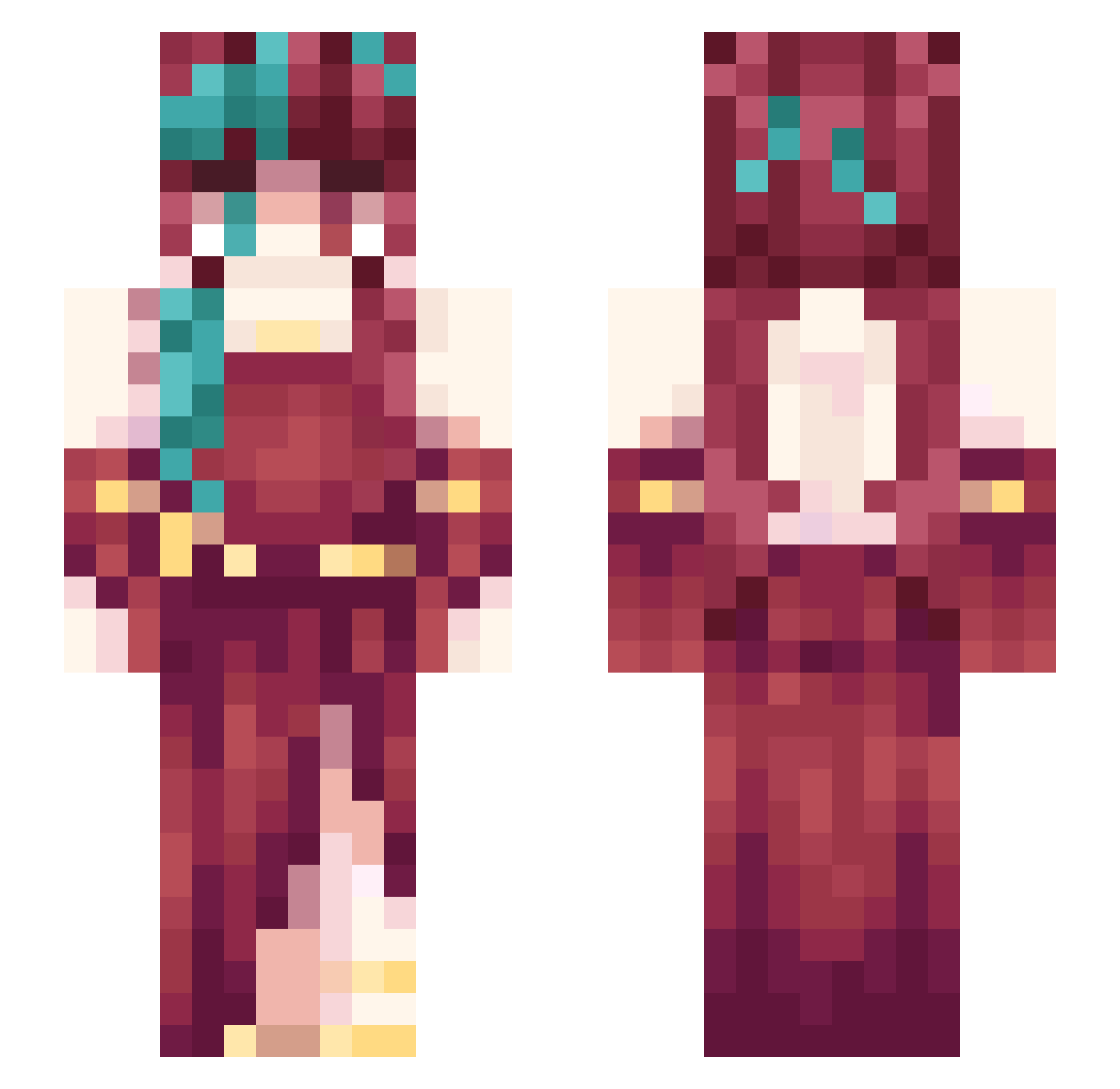 Nahaash Minecraft skin, front and back view