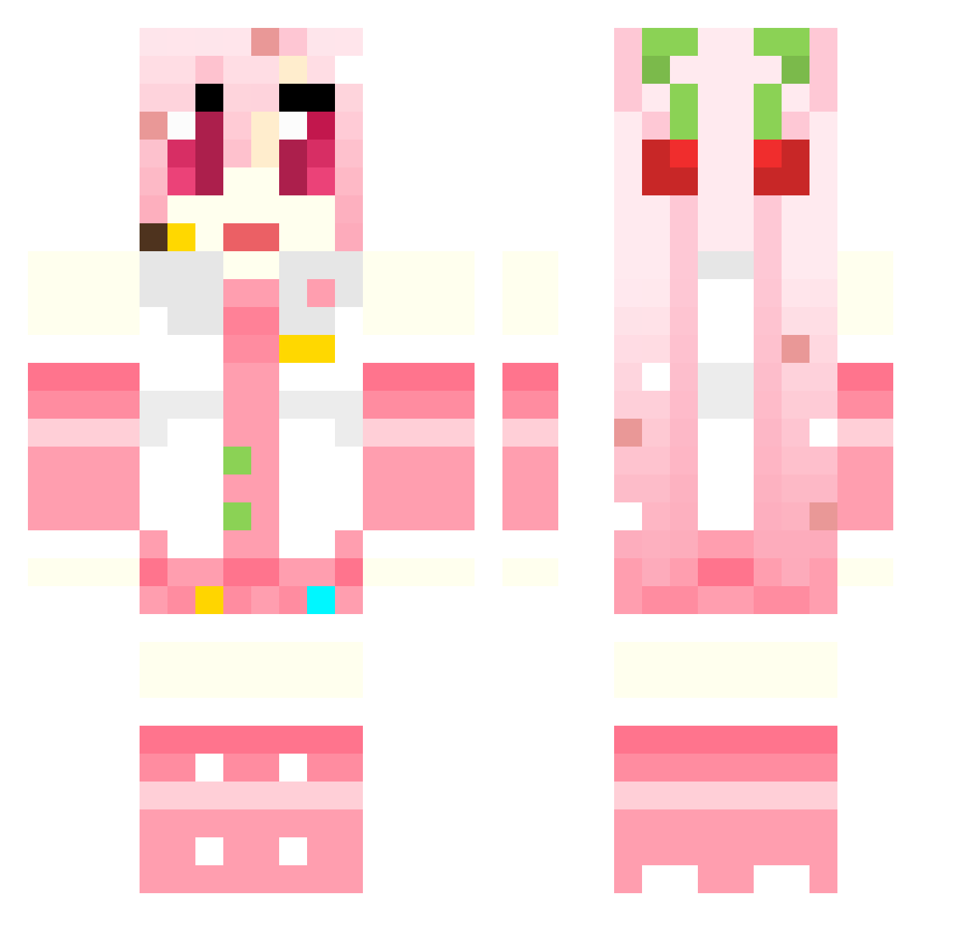 Juicetin69 Minecraft skin, front and back view